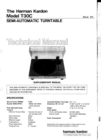 Repair manual harman kardon t30c semi automatic turntable. - El mundo animálico de guadalupe dueñas.