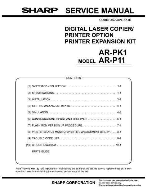 Repair manual sharp ar pk1 ar p11 digital laser copier. - Experimentelle untersuchungen zum sprachverhalten in der endogenen depression.