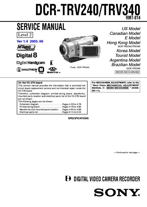 Repair manual sony dcr trv240 trv340 digital video camera recorder. - Genetics hartl solutions manual 8th edition.