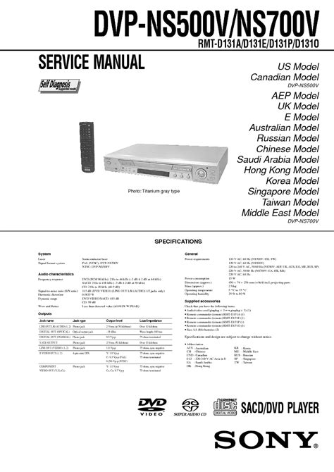 Repair manual sony dvp ns500v sacd dvd player. - Suzuki gsx r 1100 1989 manual.