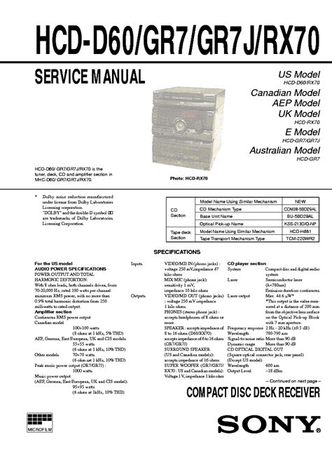 Repair manual sony hcd gr7j hcd rx70 cd deck receiver. - The guide to picking up girls by gabe fischbarg.