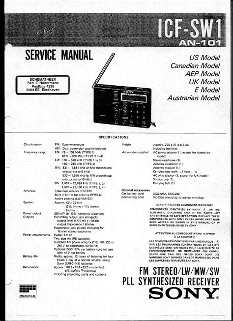 Repair manual sony icf sw1 fm stereo receiver. - Manual de vuelo de rotorcraft faa handbooks.