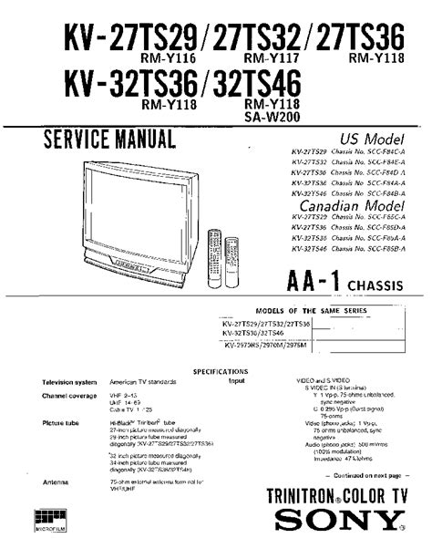 Repair manual sony kv 27ts32 kv 27ts36 trinitron color tv. - 2006 honda civic 1 4 dsi service manual.
