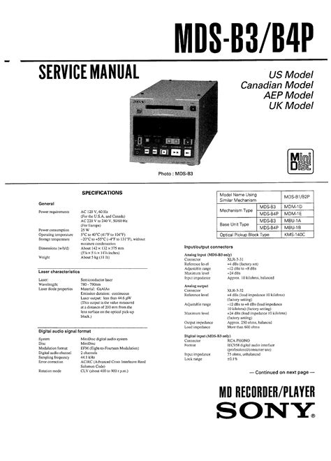 Repair manual sony mds b3 b4p md recorder player. - Nakamichi lx 5 diskreter kopf kassettendeck bedienungsanleitung.