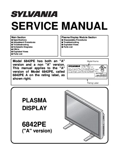 Repair manual sylvania 6842pe plasma display. - Bmw x5 e53 manuale di servizio.