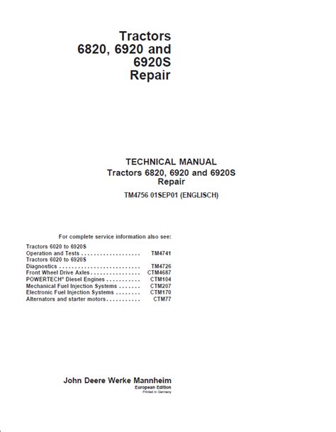 Repair manual tractor john deere 6920. - Instuction manual for blaupunkt travelpilot ex.