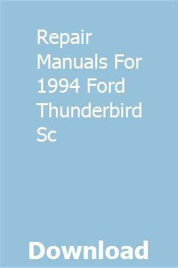 Repair manuals for 1994 ford thunderbird sc. - Berliner arzneiverordnungen, mit einschluss der physikalisch-diätetischen ....