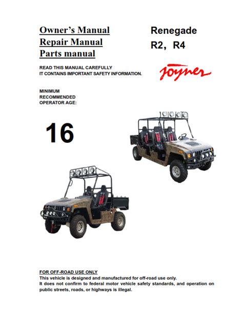 Repair service manual for joyner renegade r2. - Thermo king md 200 user operating manual.