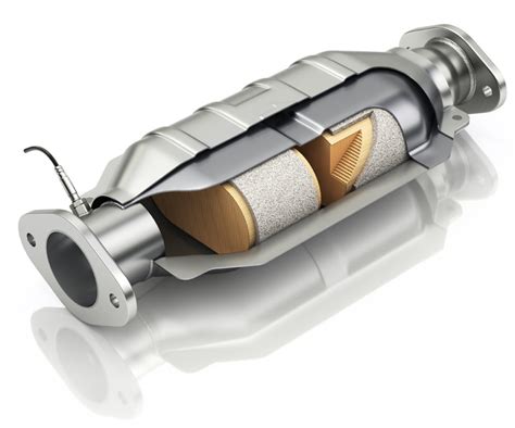 A catalytic converter converts the harmful exhaust gases produce
