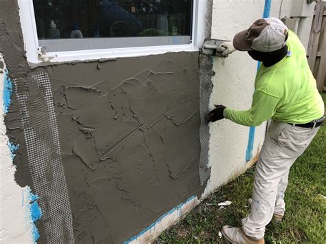 Repairing stucco. Remove all loose or otherwise damaged stucco in the repair area by tapping it with a hammer and a cold chisel. Break away the loose pieces until you reach solidly adhered stucco along the entire perimeter of the area. Be careful not to damage the underlying wood lath or sheathing. If there is metal lath under the stucco, cut it out along the ... 
