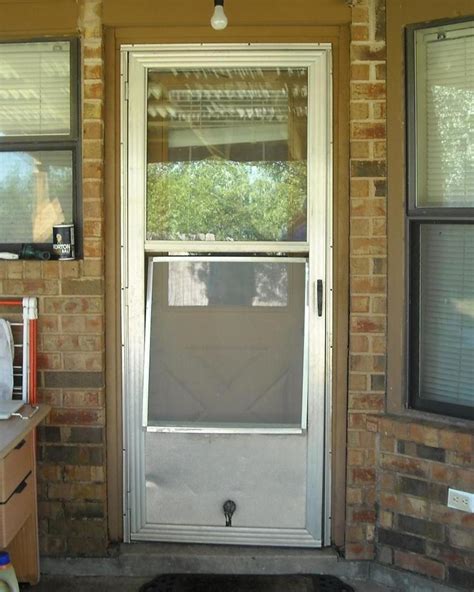 Replace screen door. Once screen door rollers replacement is finished, it’s time to put the door back in. Place the door back in its top track first. While lifting the door up, place the bottom rollers into their track. If door height adjustment is needed, raise the side of the door that needs adjustment by rotating the screw clockwise. 