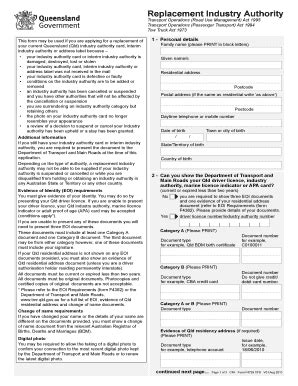 Replacement Industry Authority or Industry Licence