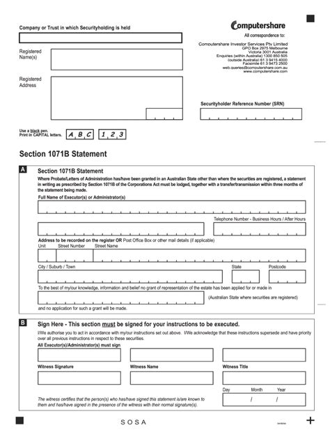Replacement Stock Certificates Computershare Forms Printable
