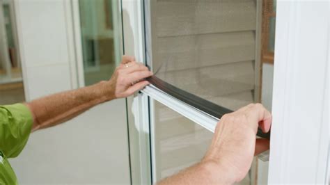Replacement screen door. To put a sliding screen door back on track, vacuum the tracks that the screen door rolls on, and insert the top of the door into the frame. Walk the bottom of the door closer to th... 