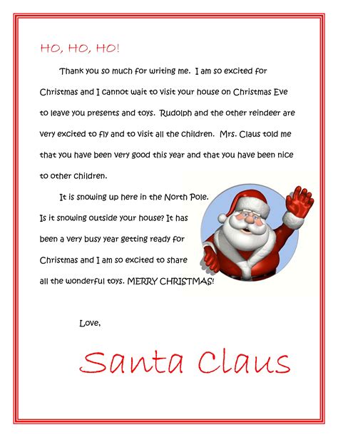 Reply From Santa Letter Template