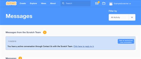 Reply to Contact Us in Messages Discuss Scratch