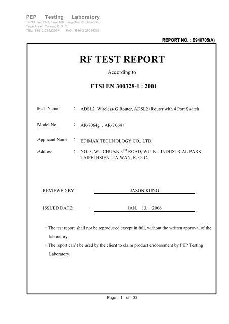 Report No.: SET2024-04238 RF TEST REPORT