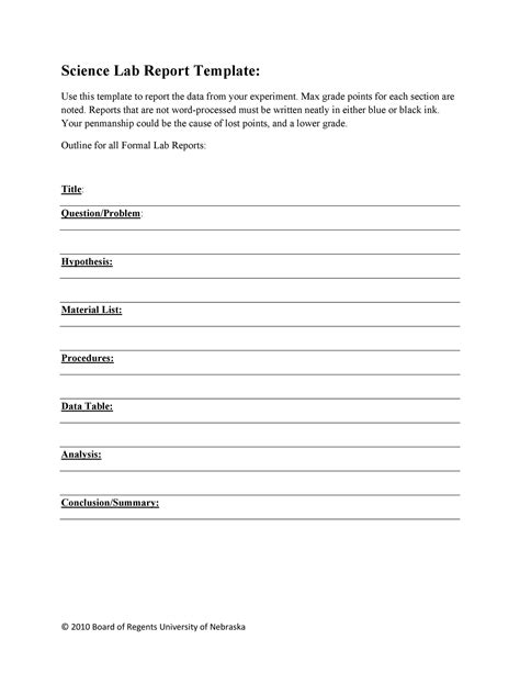 Report Sample For Work Template LAB