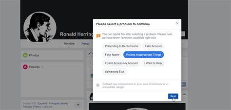 Report inappropriate or abusive things on Facebook (example: .