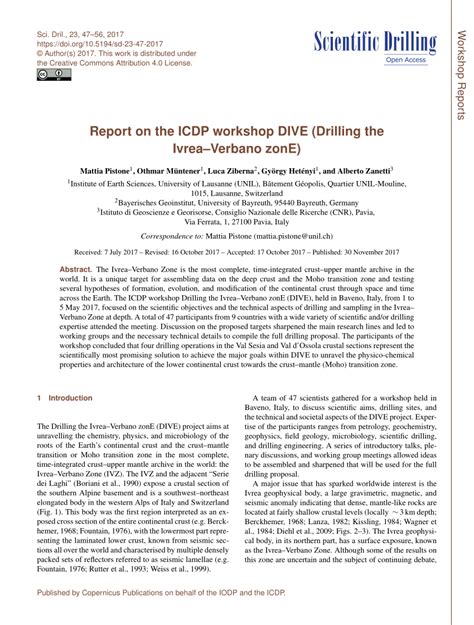 Report on the ICDP workshop DIVE (Drilling the …