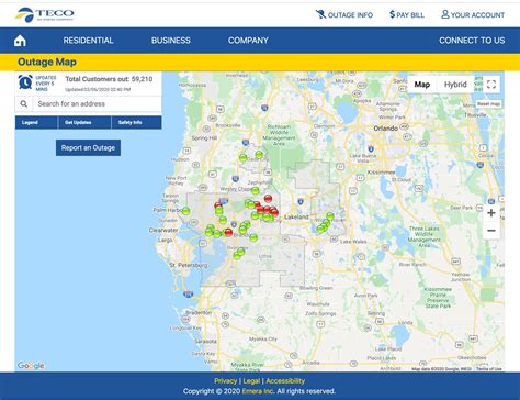 Tampa Electric reported 104 power outages acro