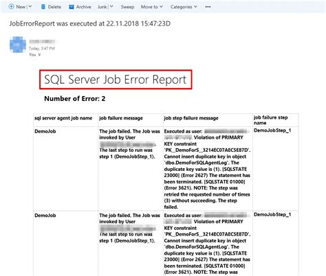 Reporting and alerting on job failure in SQL Server