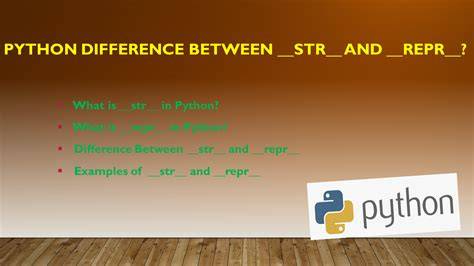 Repr and str in python.  While they may seem similar at first glance, they serve different In P...
