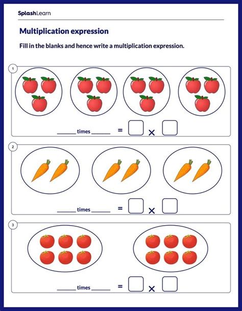 Represent Equal Groups as Multiplication Math Worksheets SplashLearn