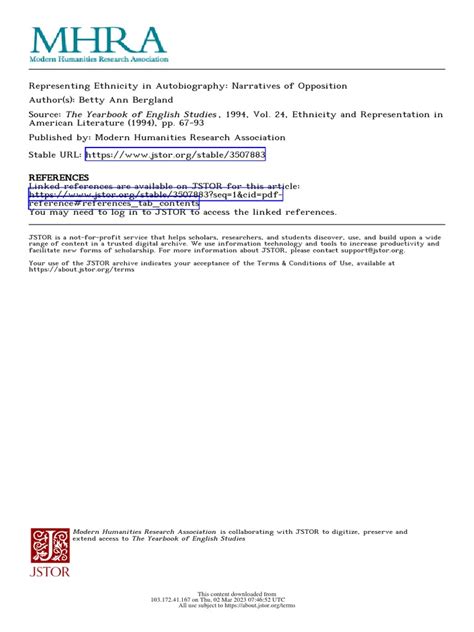 Representing Ethnicity in Autobiography: Narratives ... - JSTOR