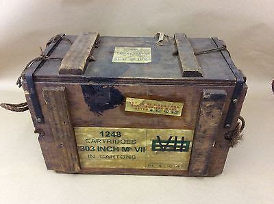 Reproduction ww2 ammo boxes.  The box is complete with 15 rounds in great overall cond...