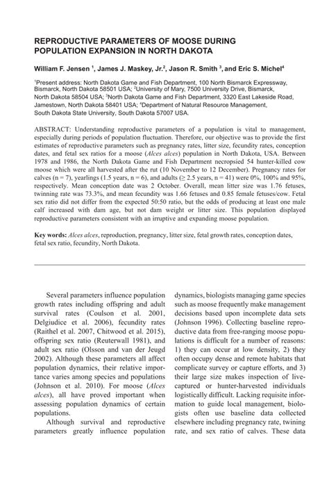 Reproductive parameters of moose during population expansion in North ...