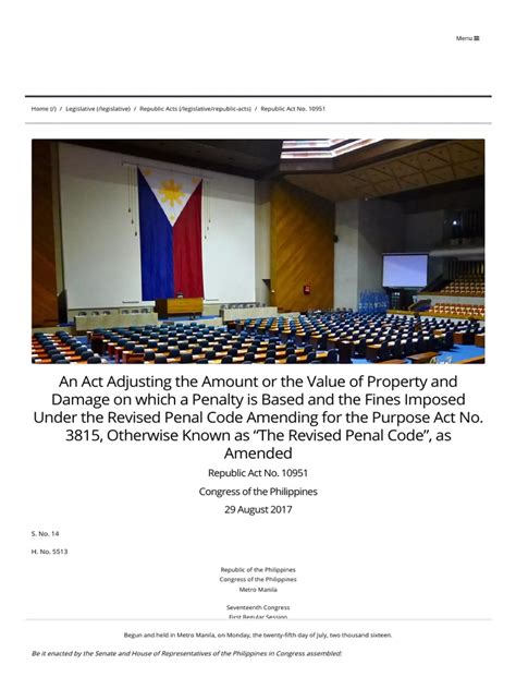 Republic Act No. 10951 Senate of the Philippines Legislative ...