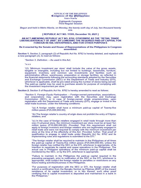 Republic Act No. 11595 - Lawphil