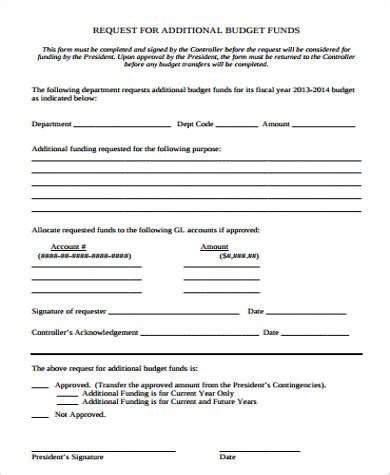 Request For Additional Budget Funds Methodist University