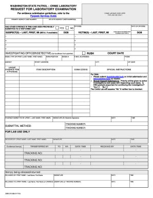 Request For Laboratory Examination Washington State Patrol