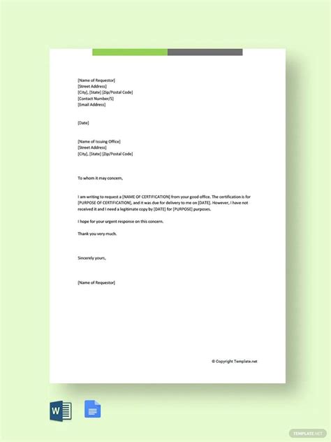 Request For Letter Example certify letter