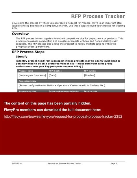Request For Proposal Rfp Process Tracker