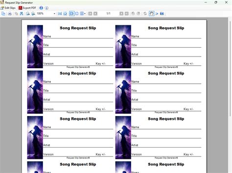 Request Slip Generator Karaoke Song Request Slip Generator For Windows