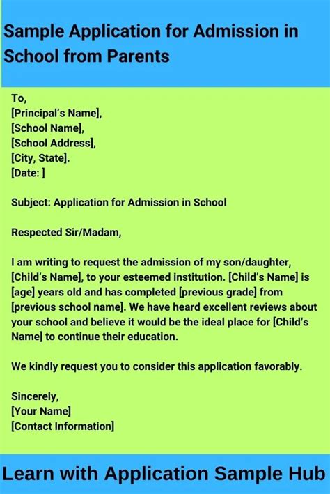 Request application for admission in school by parents.  Learn how to write...