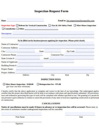 Request for Inspection Works Request APP