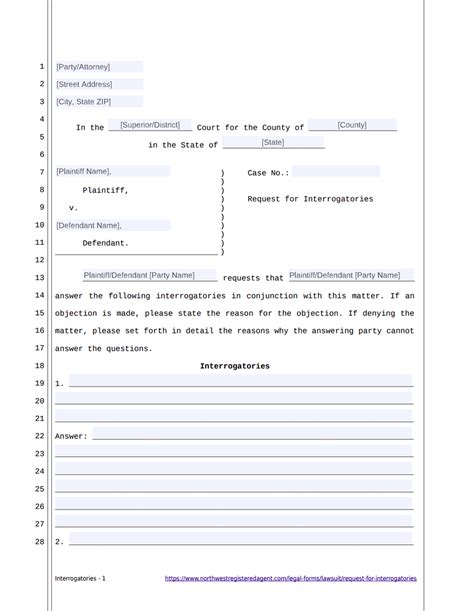 Request for Interrogatories Sample Form