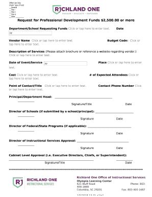 Request for Professional Development Funds Doc Template Doc