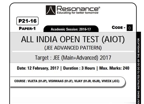 Res*na*c* AITS papers for JEE MAINS & ADVANCED with …