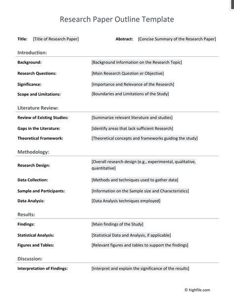 Research Outline Template 8 For Word Doc Pdf Format