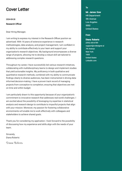 Research officer cover letter.  Explore professional example cover letter ...