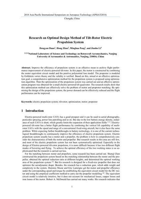 Research on Optimal Design Method of Tilt-Rotor Electric