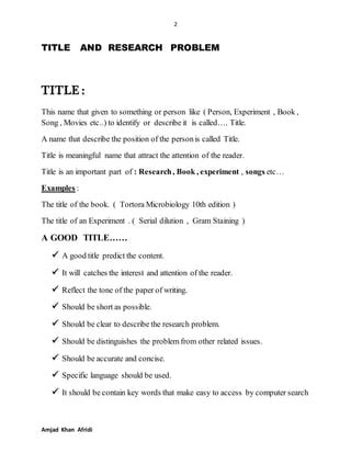 Research problem title examples for autobiography
