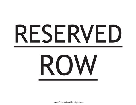 Reserved Printable Reserved Row Sign Printable Reserved Sign Printable