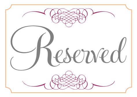 Reserved Table Signs Printable