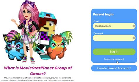 Resetting password - MovieStarPlanet